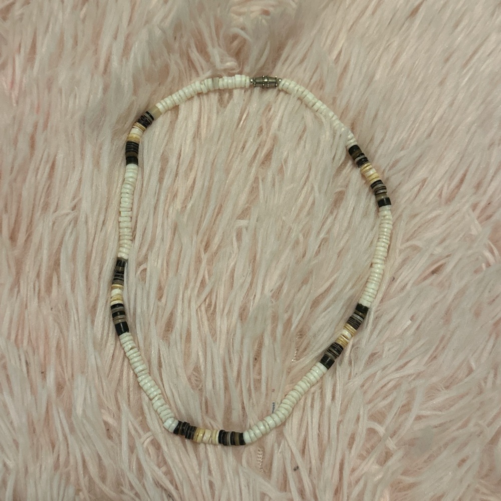Elegant White and Black Beaded Necklace